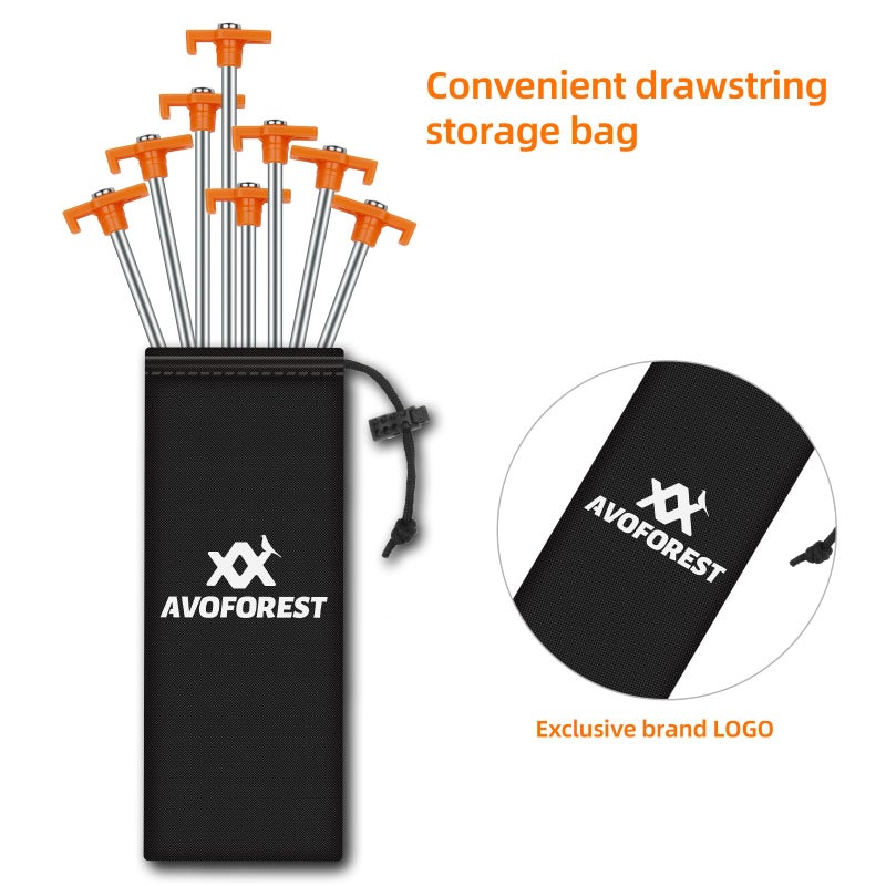 AVOFOREST 20+2PCS Tent Stakes Heavy Duty Camping Stakes AVOFOREST 9.8Inch Non-Rust Metal Tent Pegs Ground Stakes Tent Spikes Camping Garden Hiking Orange - Image 5